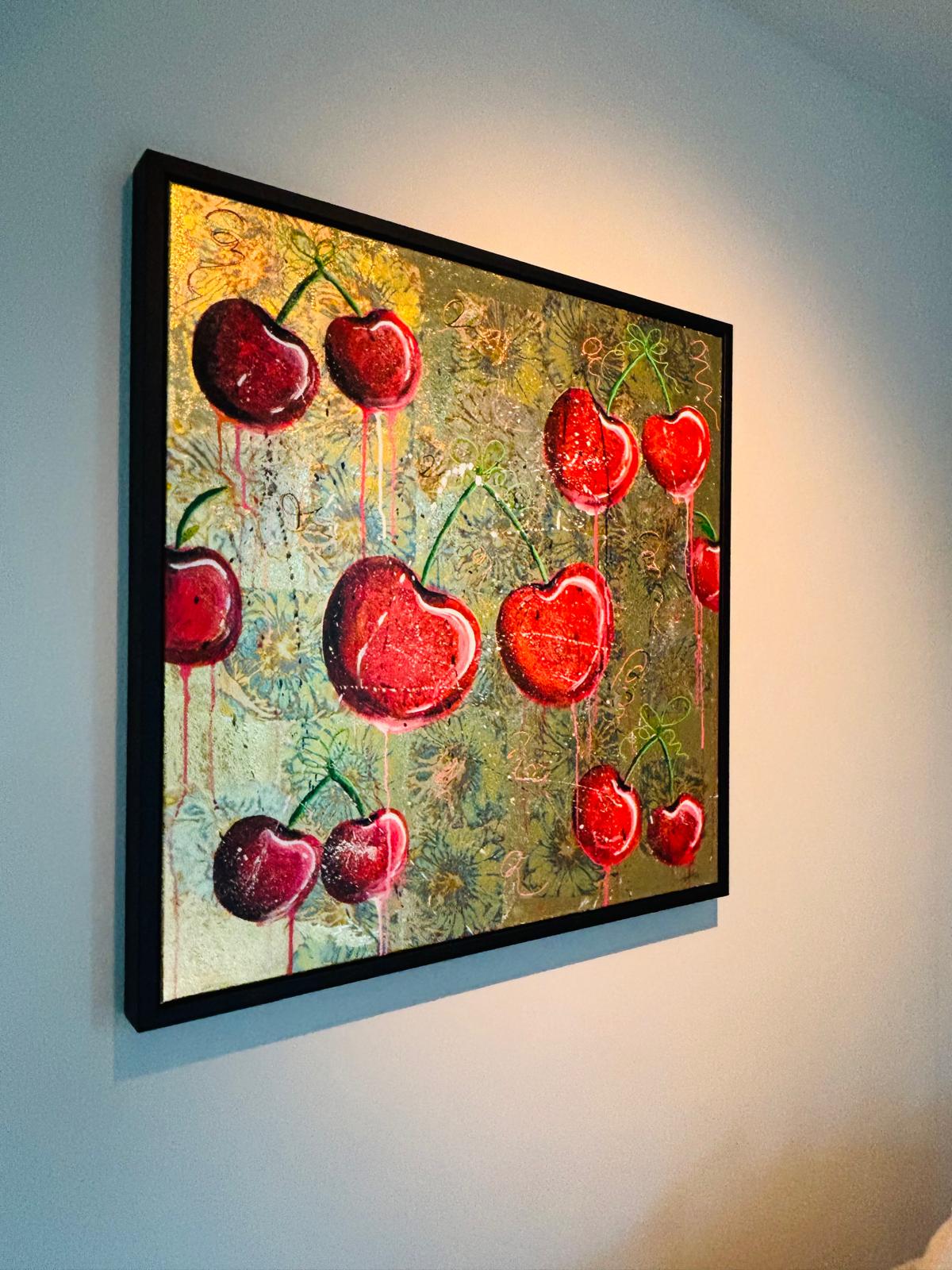 Acrylschilderij bewerkt met imitatie-bladgoud