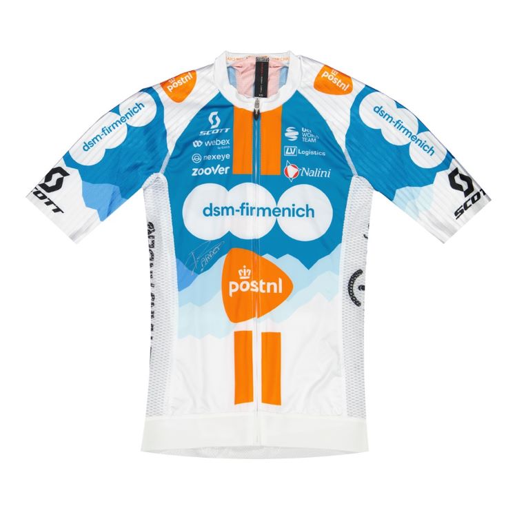 Gesigneerd wielrenshirt van Roman Bardet, winnaar 1e tour Etappe 2024.