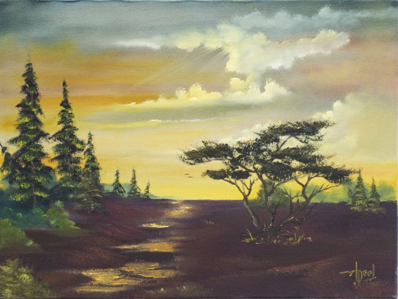 Olieverf schilderij Heide