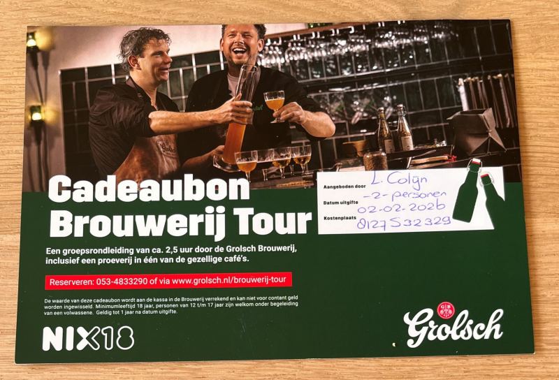 Een rondleiding voor twee personen bij Grolsch in Enschede van 2,5 uur