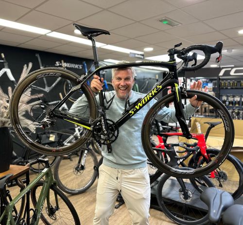 De Winston Gerschtano-fiets. (de 2012 S-Works Roubaix SL3 Compact)