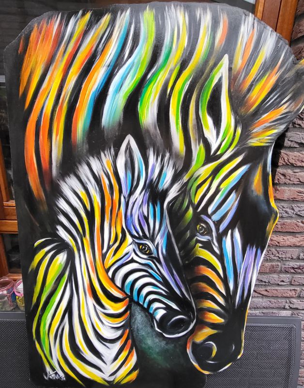 Olieverf kunstwerk De Zebra